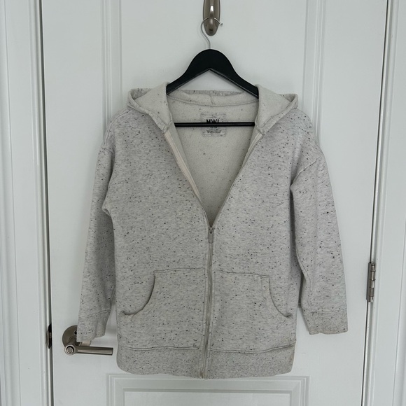 Madewell MWL Cotton Blend Speckled Zip Up Hoodie - Picture 1 of 5